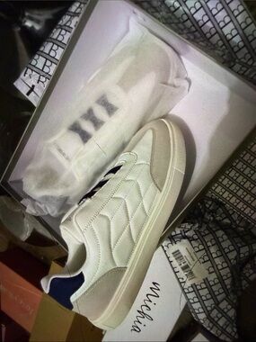 Mishka Quilted White and Navy Men's Leather Sneaker